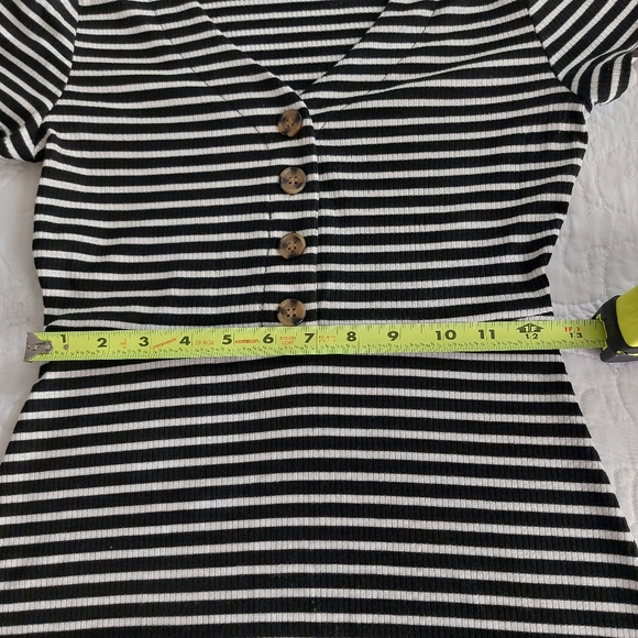 Pink Rose - Black & White Striped Mini Dress - Picture 6 of 8